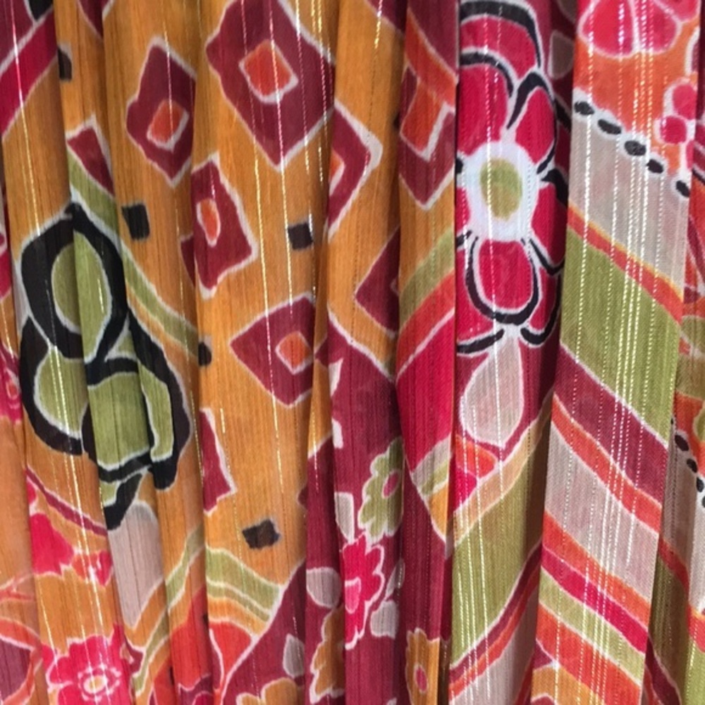 SEDONA long pleated skirt with elastic waist - orange multicolored - Picture 2 of 5